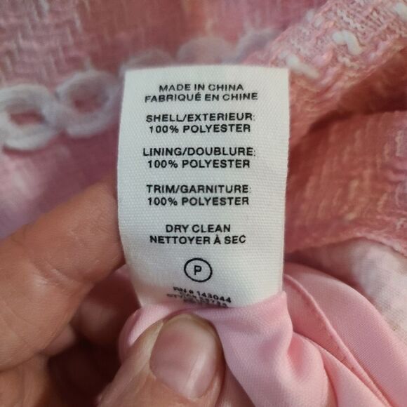 Avec Les Filles Tweed Boucle Pink White Mini Embroidered Dress XL - Picture 14 of 16